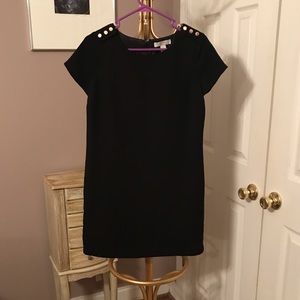 Black shift dress w/ gold buttons down shoulders
